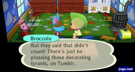Broccolo: But they said that didn't count! There's just no pleasing those decorating tyrants, on Tumblr.