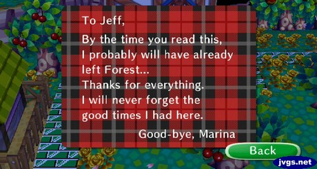 Marina's goodbye letter.