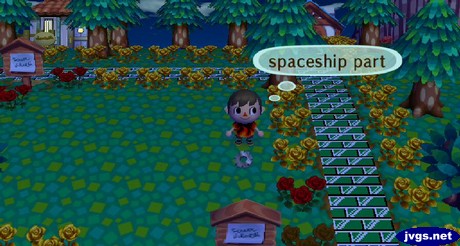 The spaceship part on the ground.