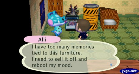 Alli: I have too many memories tied to this furniture. I need to sell it off and reboot my mood.