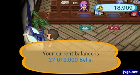 Your current balance is 27,010,000 bells.