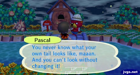 Pascal: You never know what your own tail looks like, maaan. And you can't look without changing it.