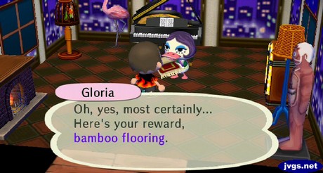 Gloria: Oh, yes, most certainly... Here's your reward, bamboo flooring.