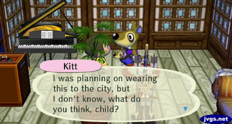 Kitt: I was planning on wearing this to the city, but I don't know, what do you think, child?