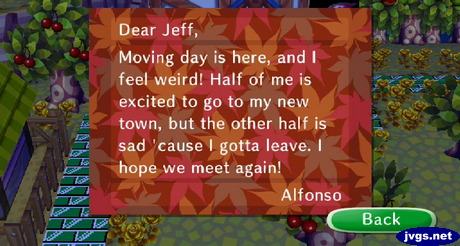 Alfonso's goodbye letter.
