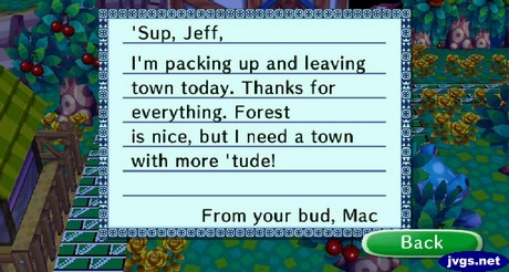 Mac's goodbye letter.