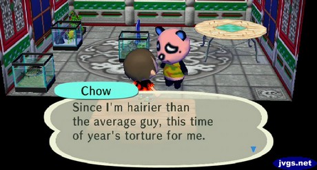 Chow: Since I'm hairier than the average guy, this time of year's torture for me.