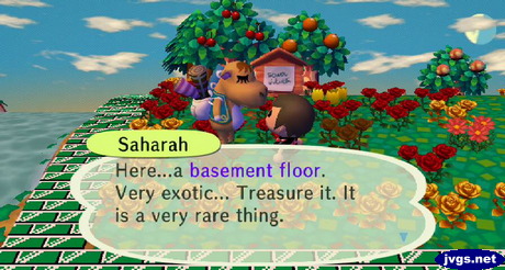 Saharah: Here...a basement floor. Very exotic... Treasure it. It is a very rare thing.