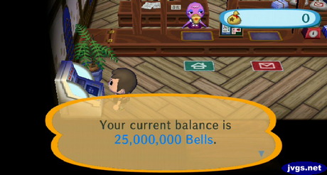 Your current balance is 25,000,000 bells.