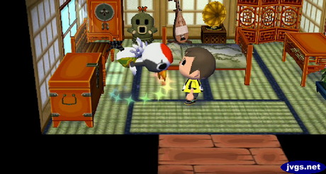 Gladys flips as she takes her medicine, which makes her appear to fly.