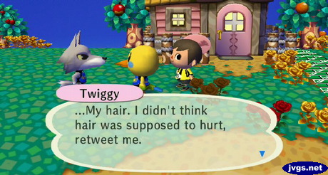 Twiggy: ...My hair. I didn't think hair was supposed to hurt, retweet me.