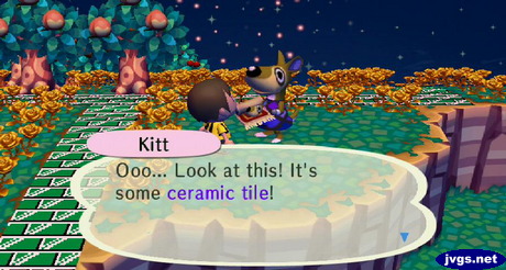 Kitt hands me a ceramic tile carpet, but her joey's head appears to be on it!