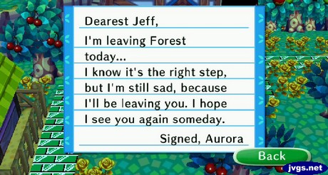 Aurora's goodbye letter.