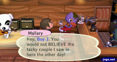 Mallary: Hey, Boy J. You would not BELIEVE the tacky couple I saw in here the other day!