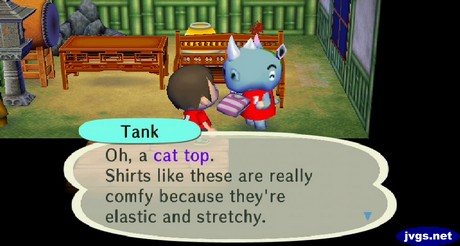 Tank: Oh, a cat top. Shirts like this are really comfy because they're plastic and stretchy.