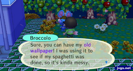 Broccolo: Sure, you can have my old wallpaper! I was using it to see if my spaghetti was done, so it's kinda messy.