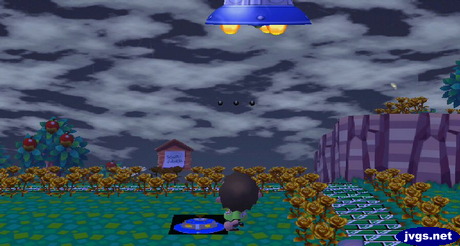 Shooting my slingshot at the UFO (Gulliver's spaceship).