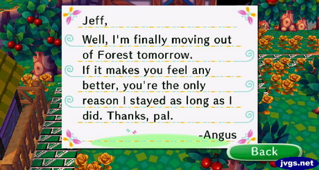 Angus's goodbye letter in ACCF.