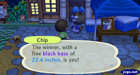 Chip: The winner, with a fine black bass of 22.4 inches, is you!