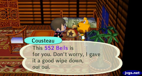Cousteau: This 552 bells is for you. Don't worry, I gave it a good wipe down, oui oui.