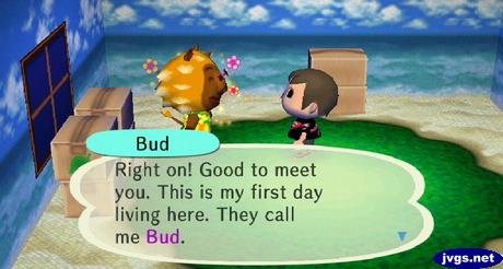 Bud: Right on! Good to meet you. This is my first day living here. They call me Bud.