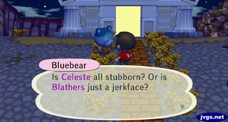 Bluebear: Is Celeste all stubborn? Or is Blathers just a jerkface?