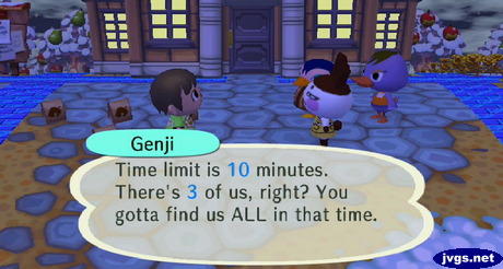 Genji: Time limit is 10 minutes. There's 3 of us, right? You gotta find us ALL in that time.
