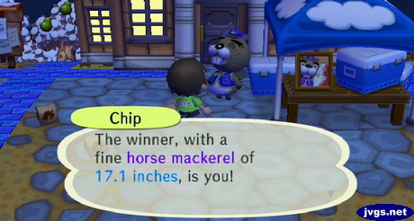 Chip: The winner, with a fine horse mackerel of 17.1 inches, is you!
