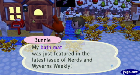 Bunnie: My bath mat was just featured in the latest issue of Nerds and Wyverns Weekly!