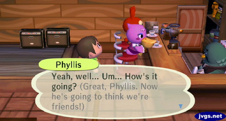 Phyllis: Yeah, well... Um... How's it going? (Great, Phyllis. Now he's going to think we're friends!)