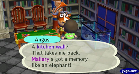 Angus: A kitchen wall? That takes me back. Mallary's got a memory like an elephant!