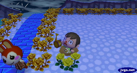 Me struggling to get out of a pitfall as I see Bunnie leaning to the side from behind a tree.