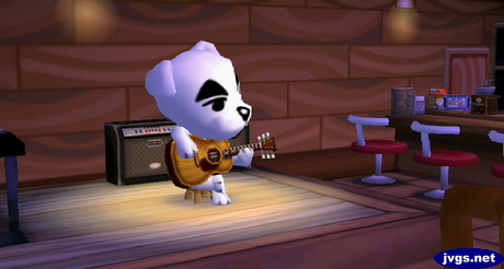 K.K. plays the guitar and sings in the Roost.