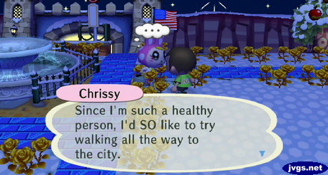 Chrissy: Since I'm such a healthy person, I'd SO like to try walking all the way to the city.