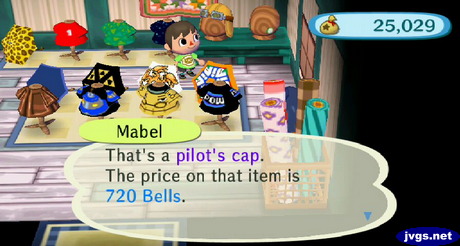 Mabel: That's a pilot's cap. The price on that item is 720 bells.