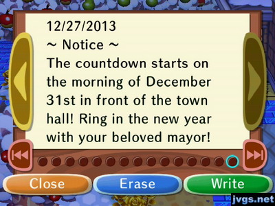 ~Notice~ The countdown starts on the morning of December 31st in front of the town hall! Ring in the new year with your beloved mayor!