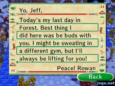 Rowan's goodbye letter.