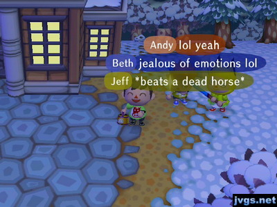 Jeff 'beats a dead horse' as he hits the horse on his shirt.