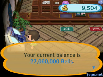 Your current balance is 22,060,000 bells.