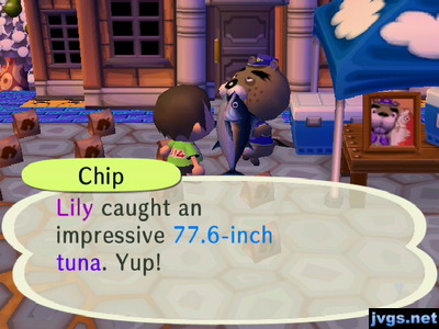 Chip: Lily caught an impressive 77.6-inch tuna. Yup!