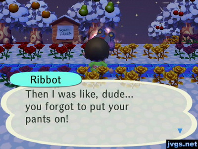 Ribbot: Then I was like, dude... you forgot to put your pants on!
