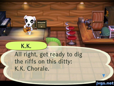 K.K.: All right, get ready to dig the riffs on this ditty: K.K. Chorale.