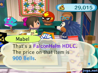 Mabel: That's a FalconHelm HDLC. The price on that item is 900 bells.