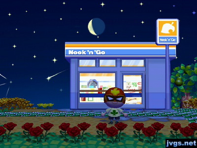 Standing outside of Nook 'n' Go, watching a shooting star fly by.