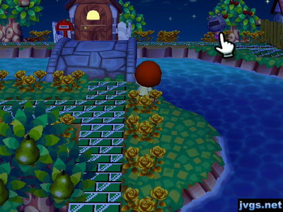 Waving to Ribbot from across the river.