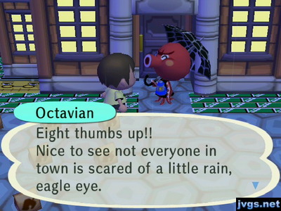 Octavian: Eight thumbs up!! Nice to see not everyone in town is scared of a little rain, eagle eye.