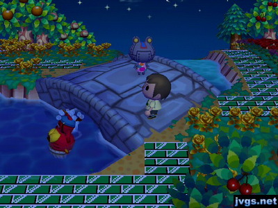 Ribbot looks on as Pascal dives into the river.