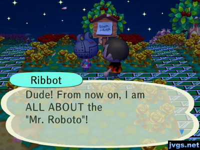 Ribbot: Dude! From now on, I am ALL ABOUT the Mr. Roboto!