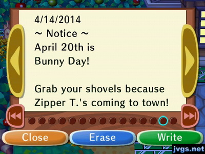 ~Notice~ April 20th is Bunny Day! Grab your shovels because Zipper T.'s coming to town!