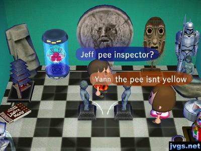 Yann: The pee isn't yellow.